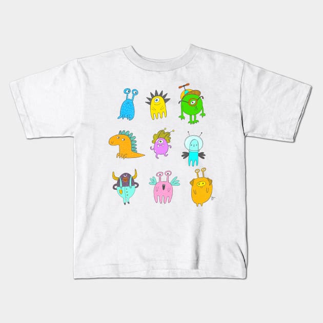 Quirky Monsters Kids T-Shirt by OpalEllery